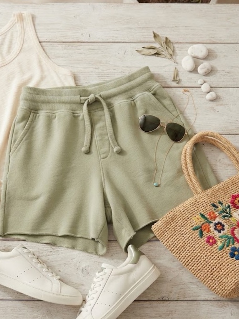 Secret Treasures Sage Green Drawstring Lounge Shorts